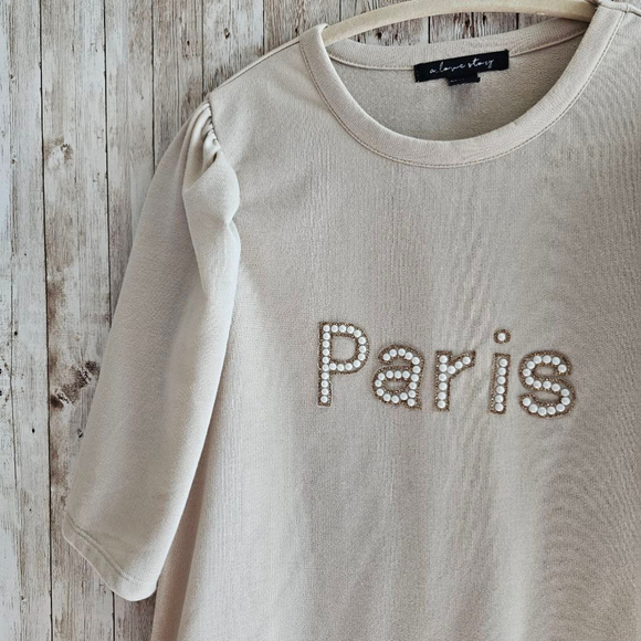 Women's A. Love Story Beige Paris Top - Size M - Picture 3 of 8